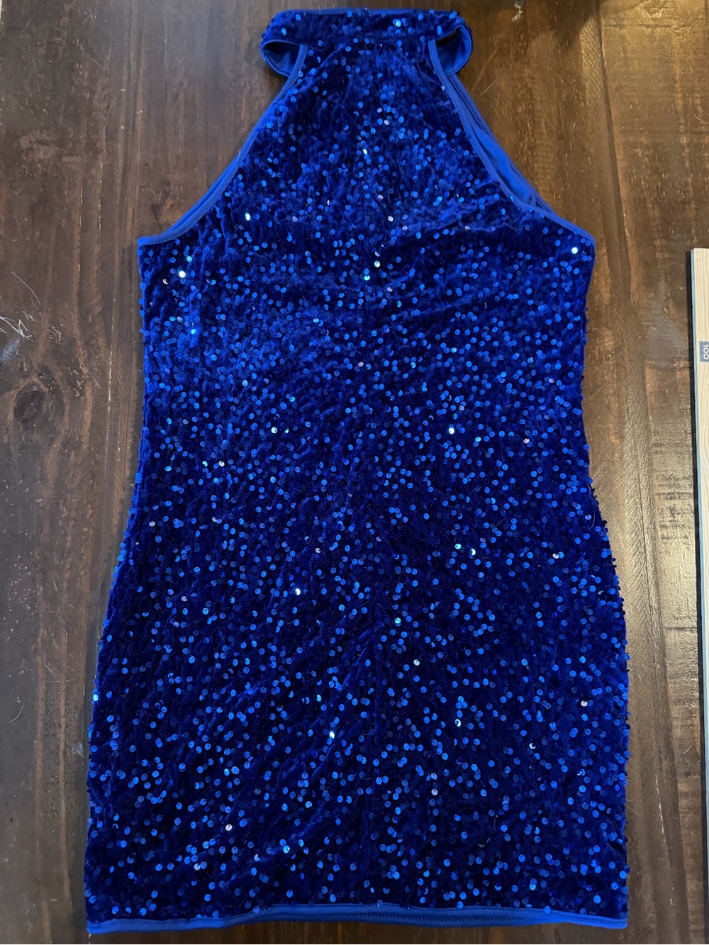 SHEIN Sparkle Halter Keyhole Mini Dress in Royal Blue - L - Picture 7 of 12